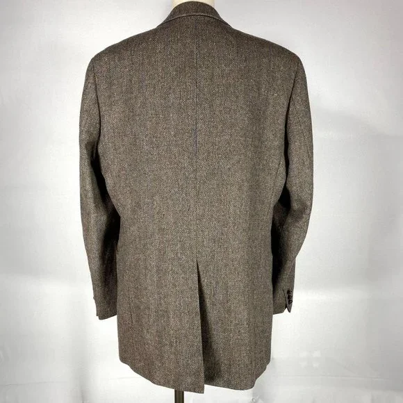 Adam Hall Men's Size 42L Vintage Brown Tweed Wool Jacket Sport Coat Blazer